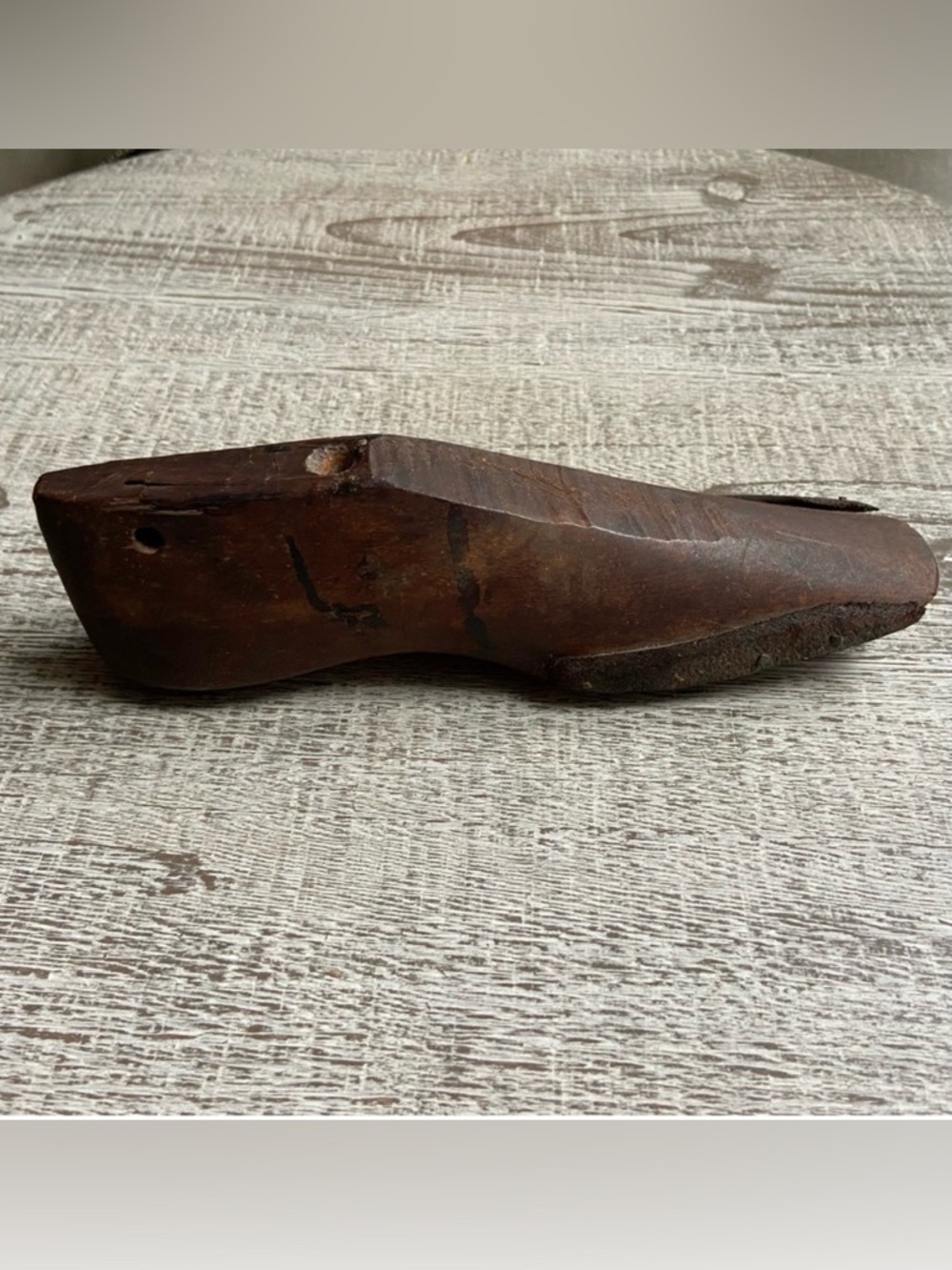 Antique Wooden Shoe Form 9 Inches Long Rustic Primitive Rare
